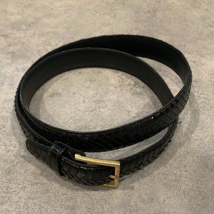 Mens Vintage Genuine Snake Skin Leather Belt Sz. 34 Brass Buckle Thailand